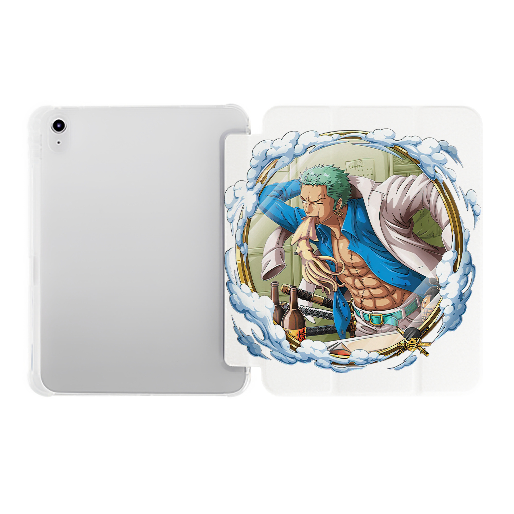 （画像用） ワンピース ロロノア・ゾロ ONE PIECE Roronoa Zoro IPad ケース ペン収納付き 三つ折りスタンド PUレザー×シリコン 対応機種9.5/10.5/10.9インチ